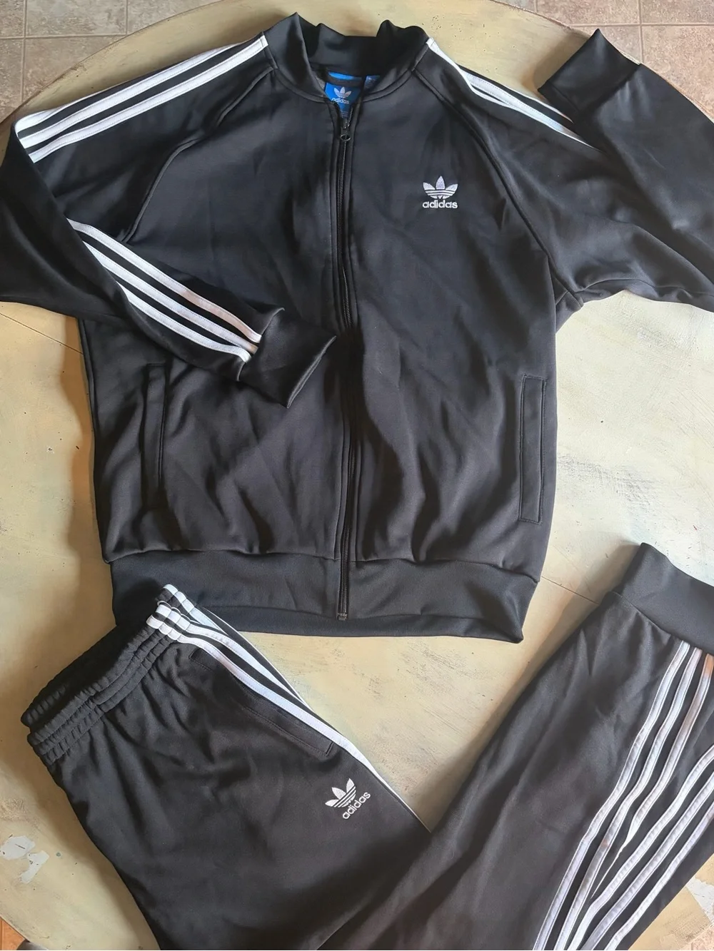 Mens Adidas Originals Firebird Track Suit set Zip Jacket & Pants BLACK Size XL